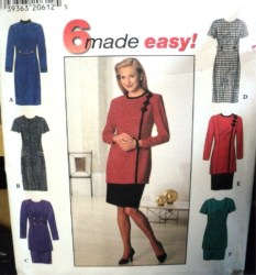 7763 SIMPLICITY 6 EZ SEMI FIT SS-LS DRESS, TUNIC, SLIM SKIRT PATTERN 8-12; 14-18